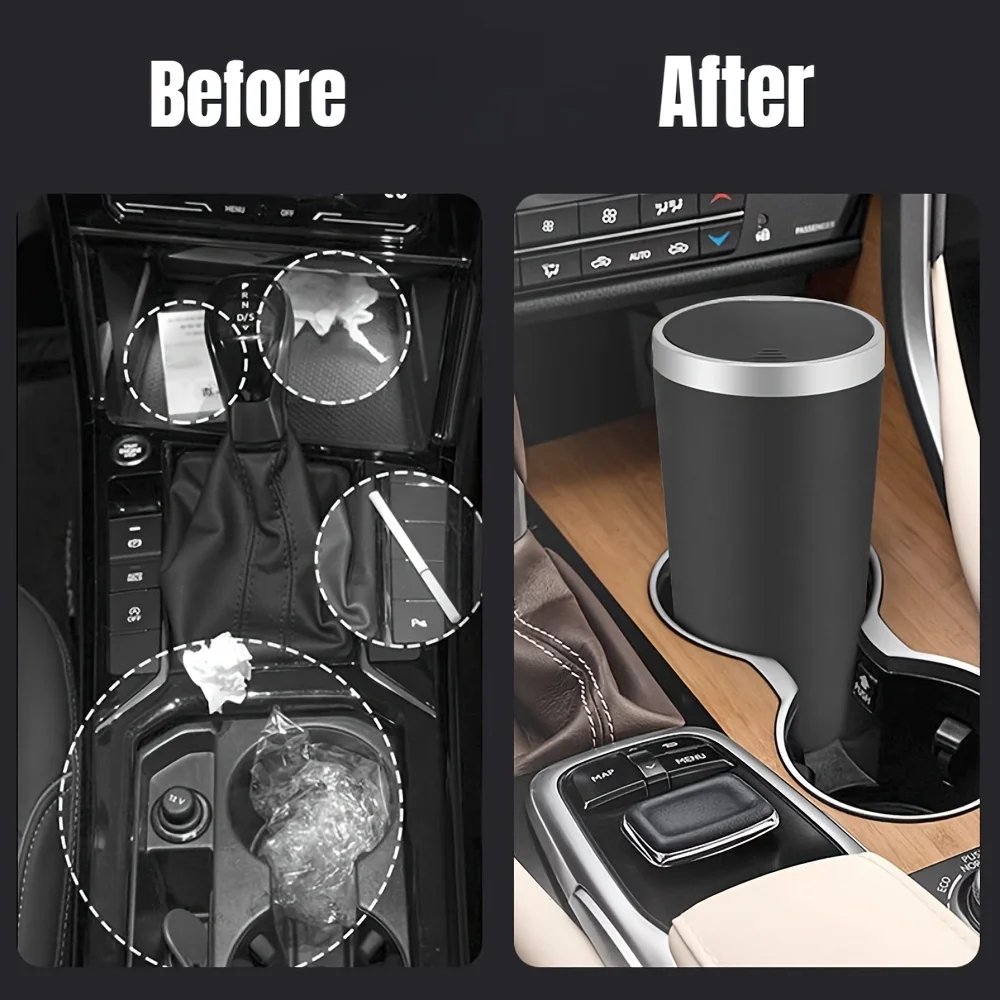 Waterproof Car Trash Can With Lid - 컴팩트한 누수 방지 미니 자동차 쓰레기통,