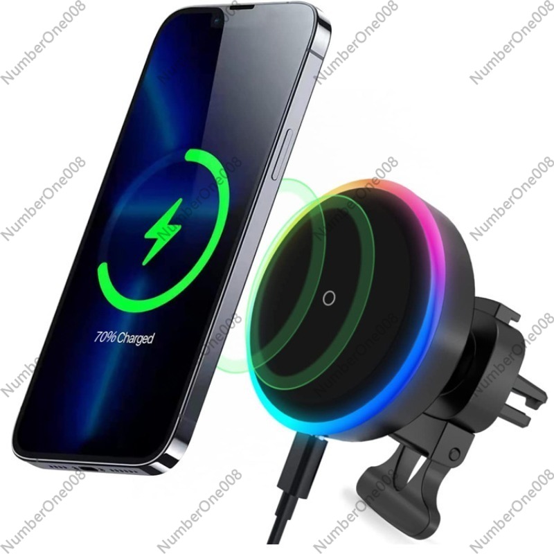 Wireless Car Charger Mount Fast Charging - 냉각 팬이 있는 마그네틱 무선 차량용