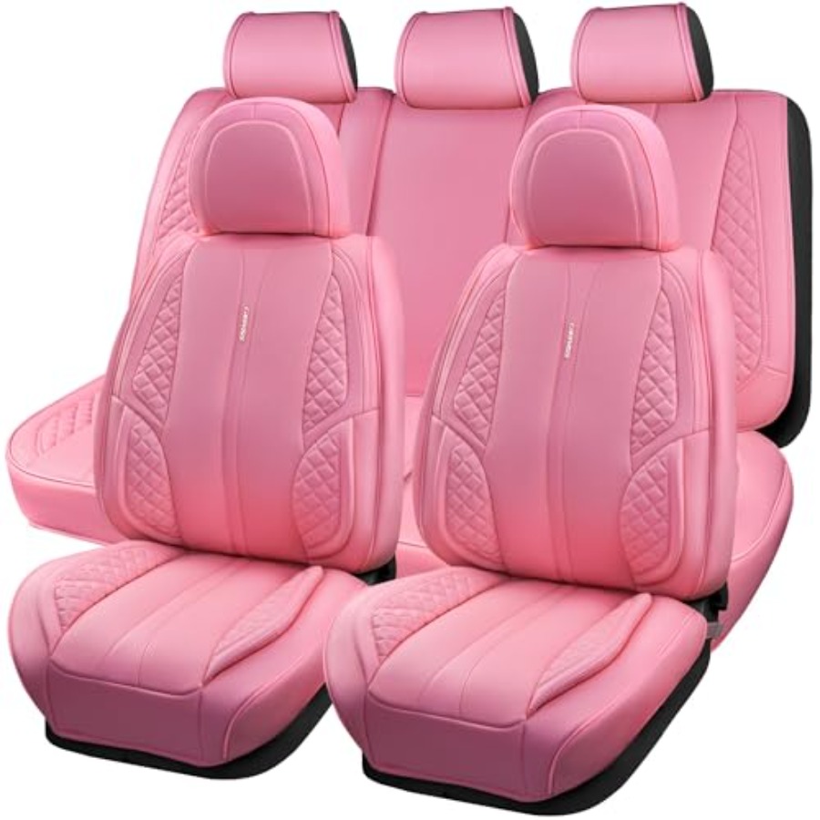 Leather Car Seat Covers Full Set Universal - 나파 핑크 PU 가죽 자동차 시트