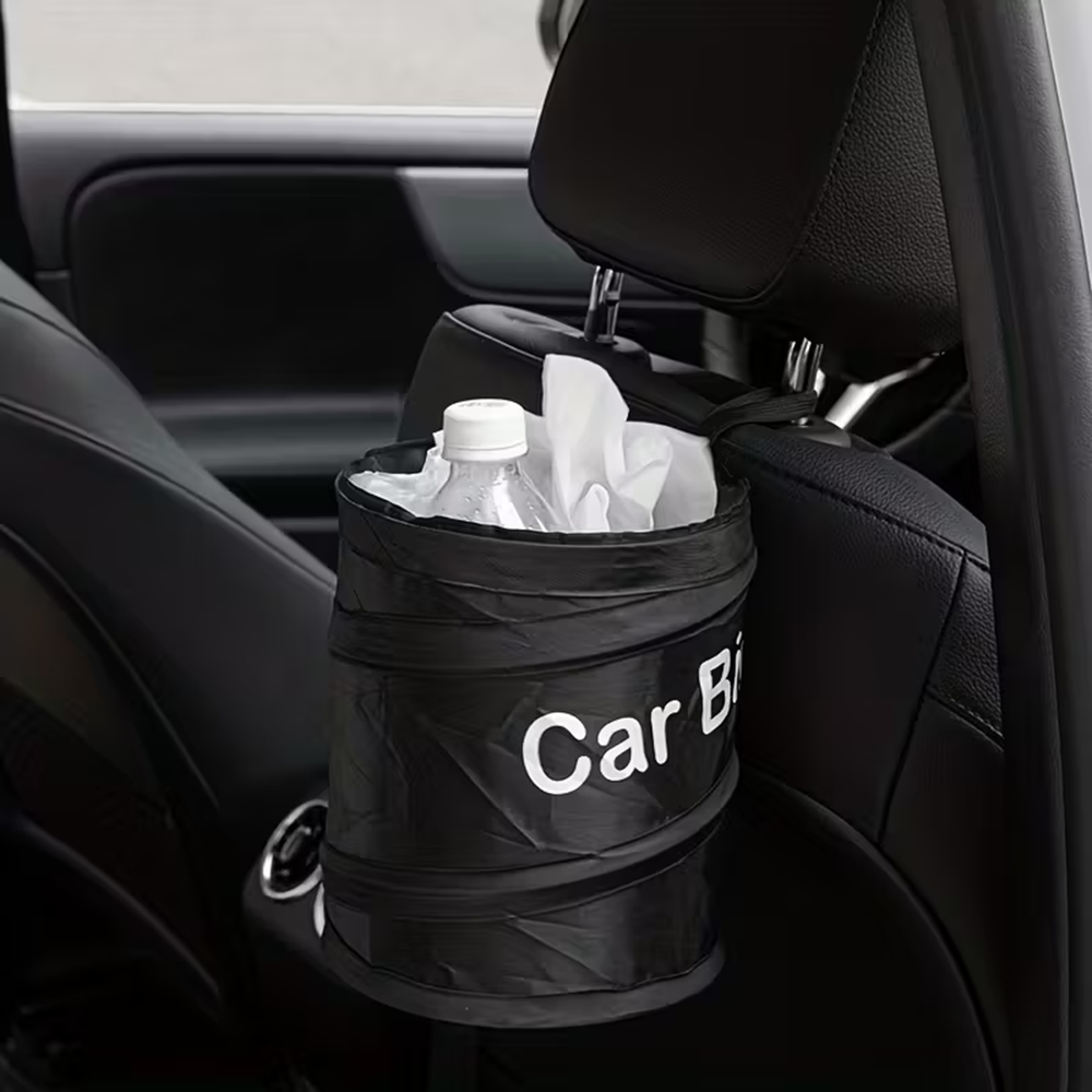 Waterproof Car Trash Can With Lid - 미니 블랙 접이식 팝업 차량용 쓰레기통