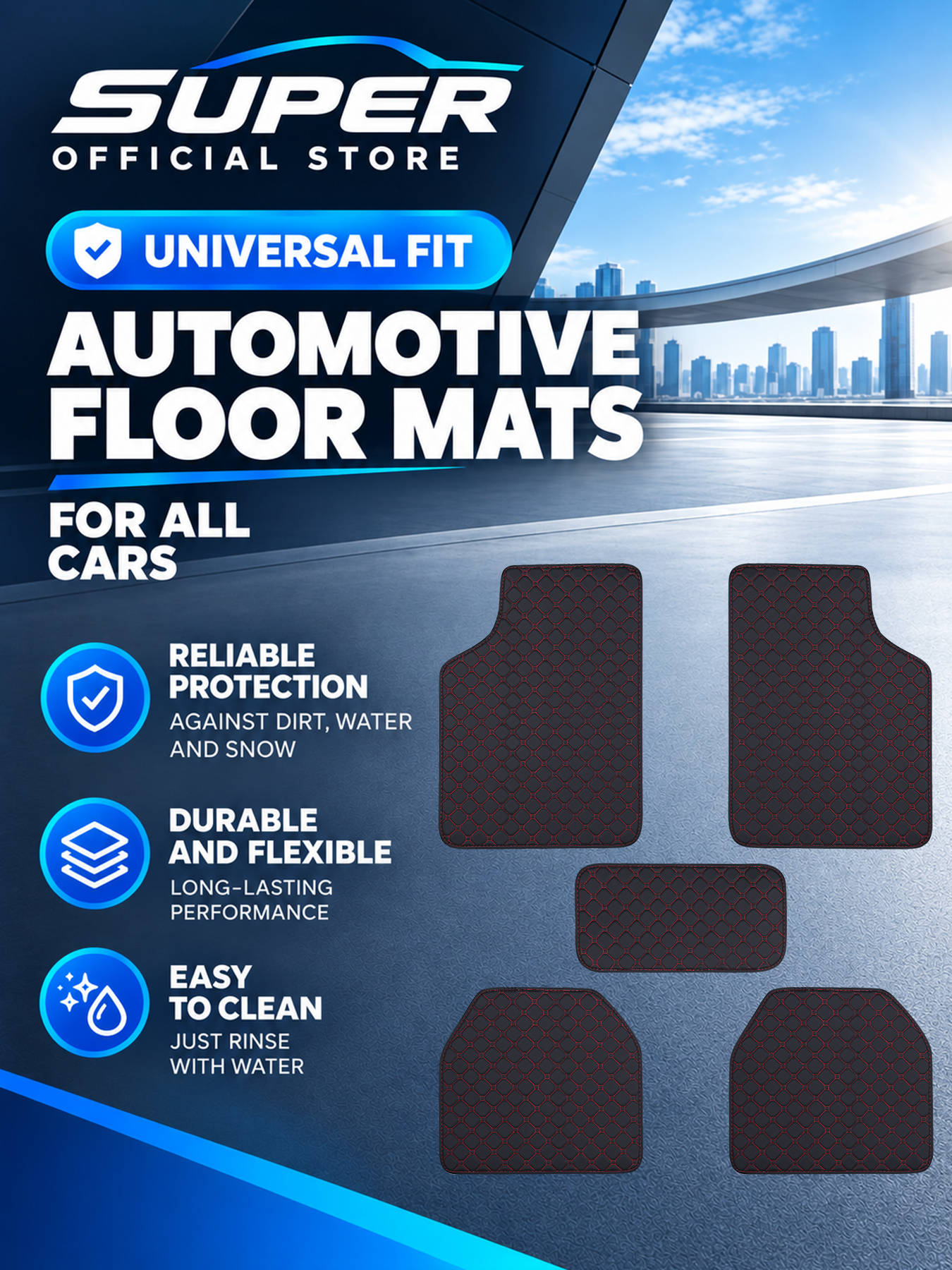 Car Floor Mats Universal Waterproof Leather - 차량용 플로어 매트 풀 세트, 모든