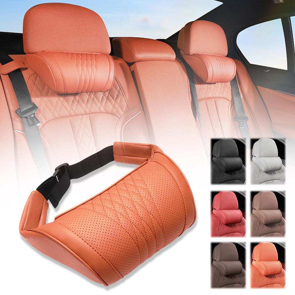 Memory Foam Car Neck Pillow Lumbar Support - 럭셔리 가죽 자동차 헤드레스트 베개 메모리폼