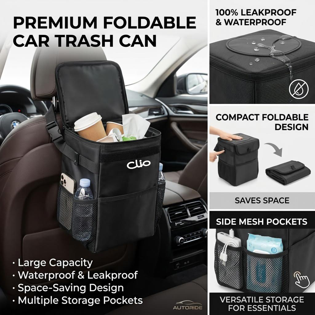 Waterproof Car Trash Can With Lid - 방수 기능이 있는 차량용 쓰레기통 수납