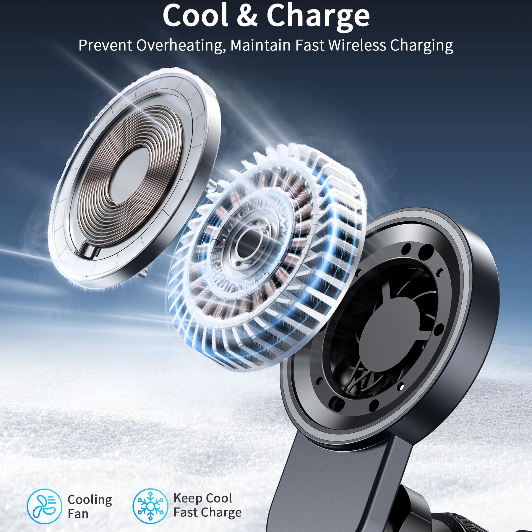 냉각 팬이 있는 자기 무선 차량용 충전기 홀더, 빠른  - Wireless Car Charger Mount Fast Charging 리뷰 및 가격