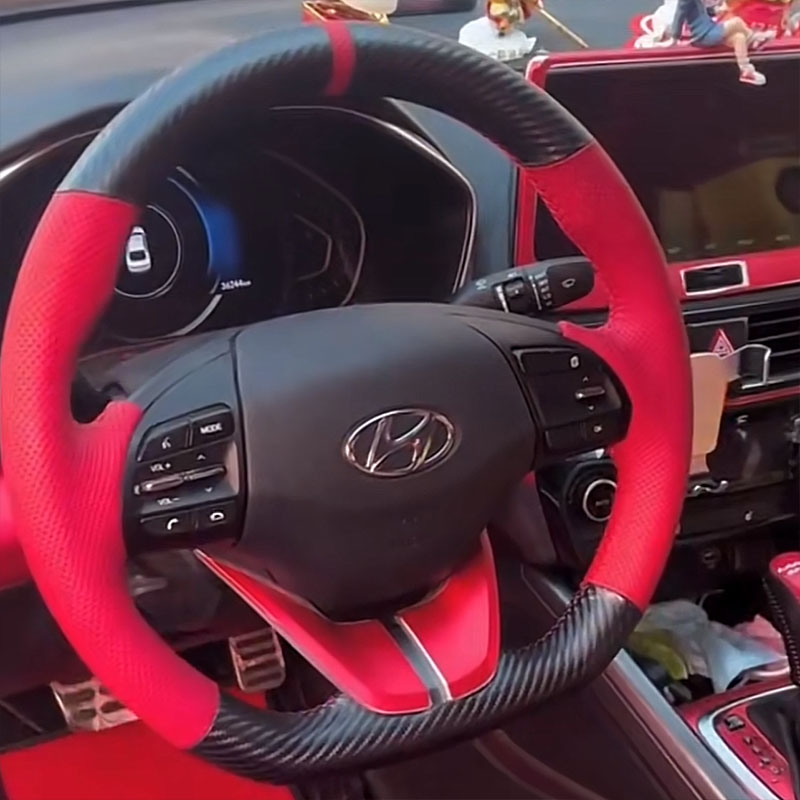 핸드 스티치 논슬립 블랙 천연 가죽 카본 파이버 자동차 - Car Steering Wheel Cover Anti Slip Breathable 리뷰 및 가격
