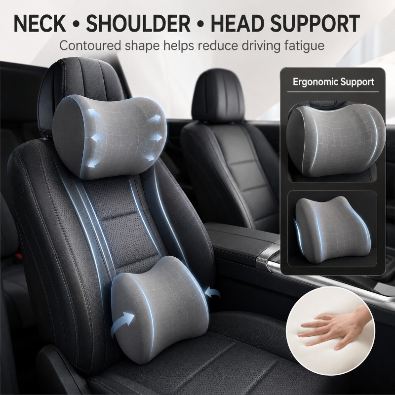 차량 헤드레스트 목베개 및 요추 지지 쿠션 세트, 자동 - Memory Foam Car Neck Pillow Lumbar Support 리뷰 및 가격