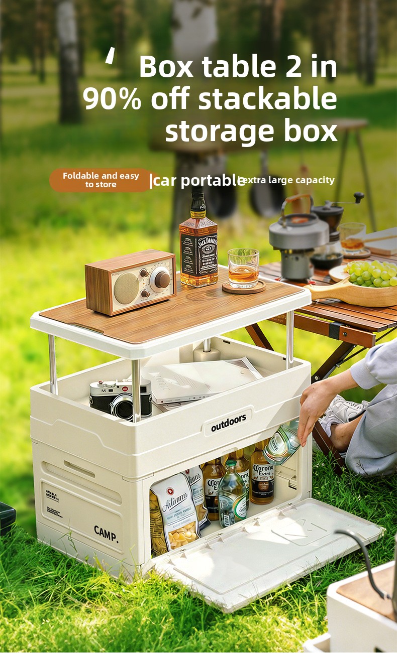 캠핑용 접이식 수납함 나무 뚜껑 도어 테이블 의자 세트 - Car Trunk Organizer Foldable Storage Box 리뷰 및 가격