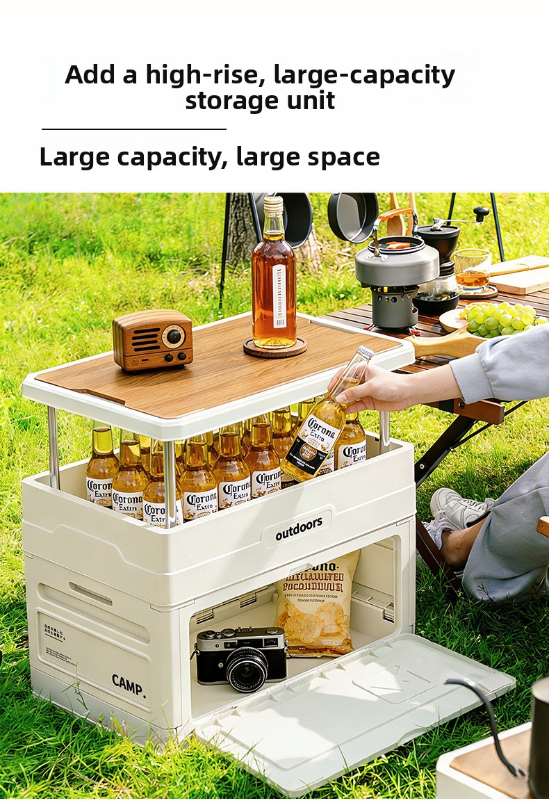 캠핑용 접이식 수납함 나무 뚜껑 도어 테이블 의자 세트 - Car Trunk Organizer Foldable Storage Box 리뷰 및 가격