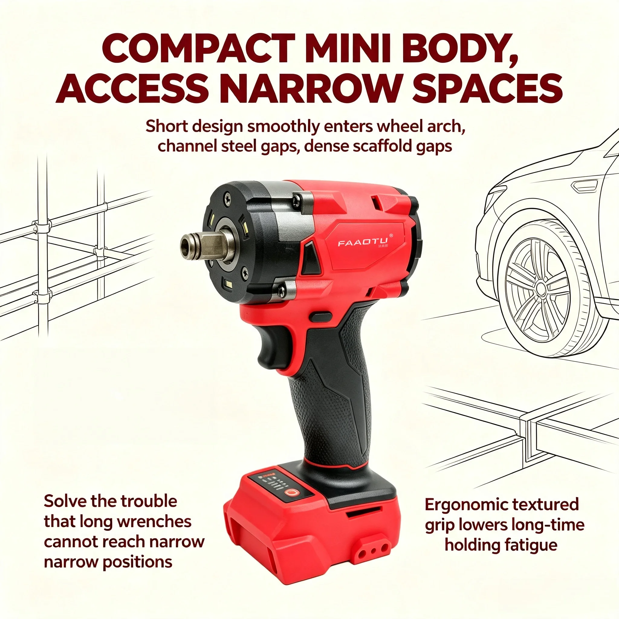 FAAOTU 18V 브러시리스 무선 1/2인치 임팩트  - Auto Repair Tools 리뷰 및 가격