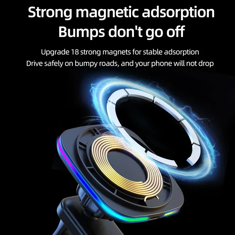 15W 마그네틱 차량용 무선 충전기 LED 에어벤트 클 - Wireless Car Charger Mount Fast Charging 리뷰 및 가격