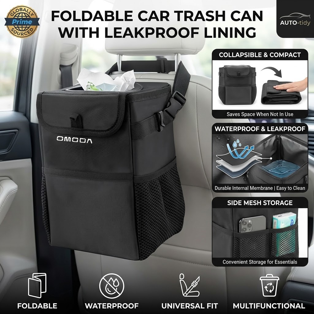 대용량으로 설계된, 접이식 휴대용, 누수 방지, 방수  - Waterproof Car Trash Can With Lid 리뷰 및 가격